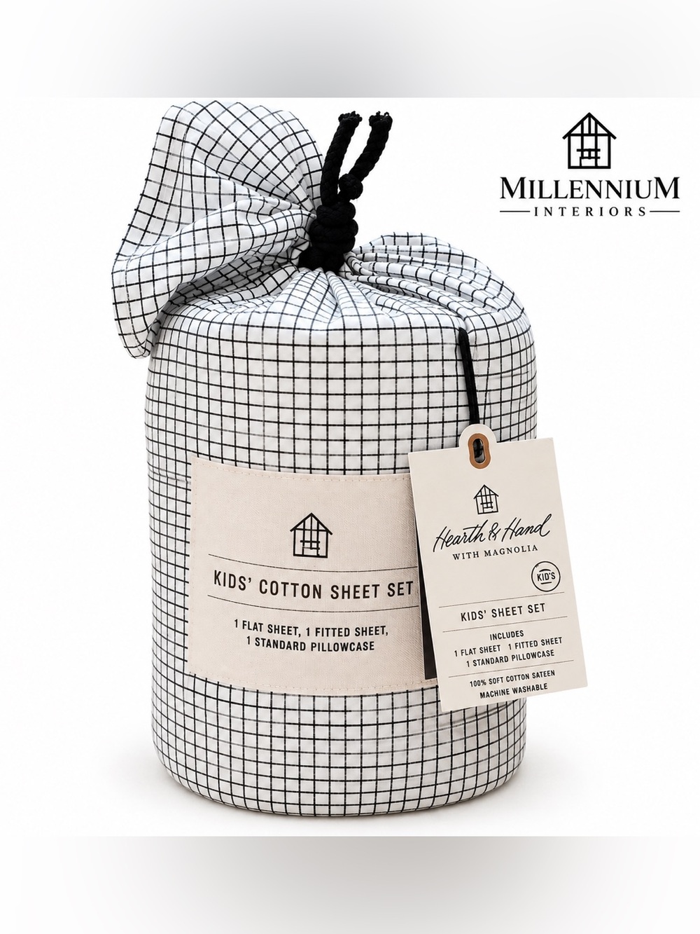 Hearth & Hand with Magnolia Foggy Day Twin Sheet 3 pc Set w/ Pillowcase NEW